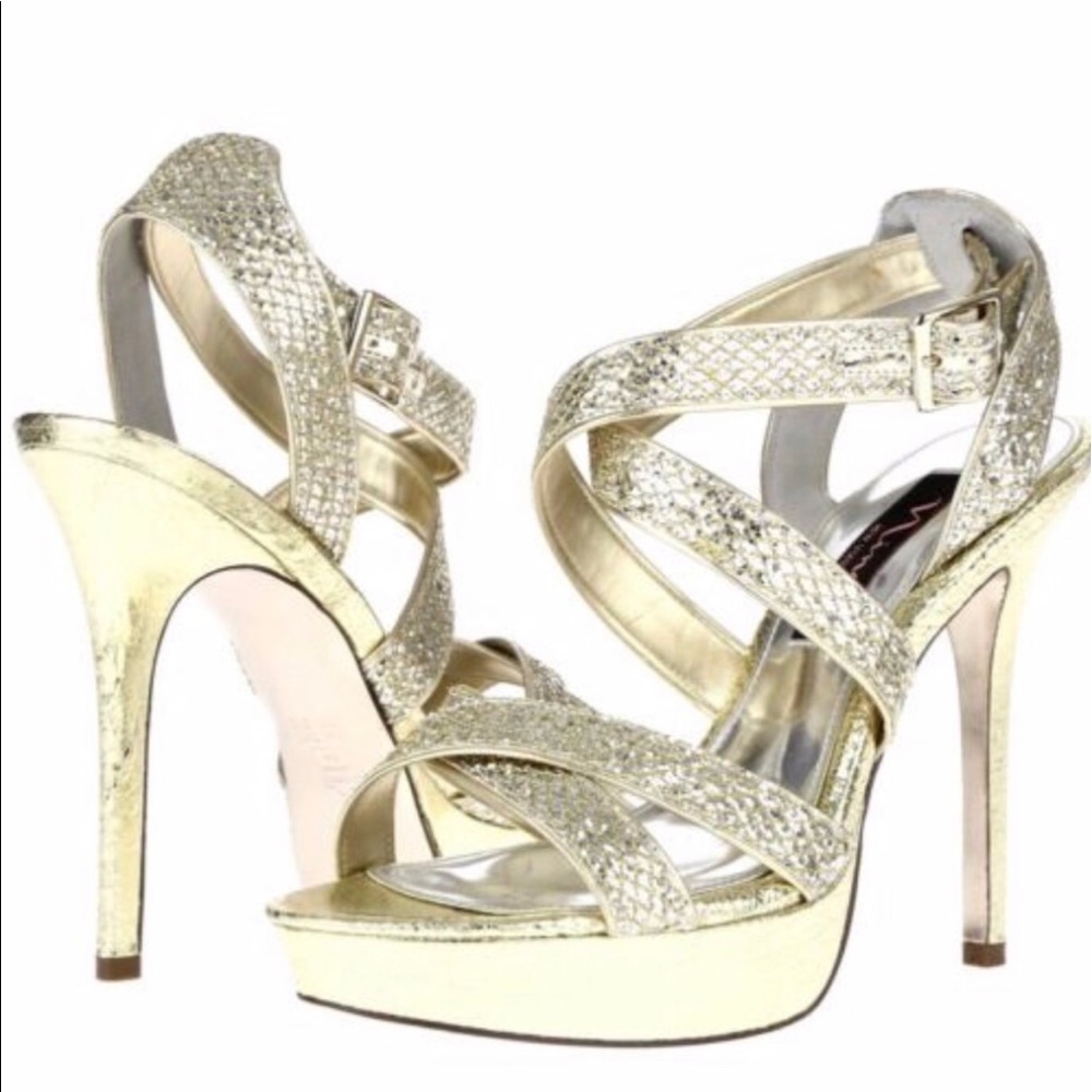 Nina New York Gold Sparkle Heels